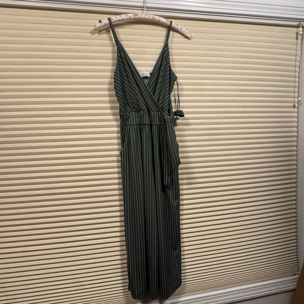 Elegant Green Striped Dress